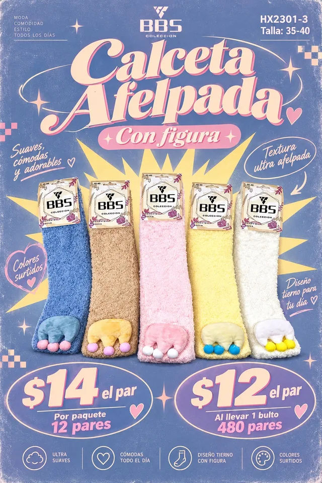 Póster de Calceta afelpada con figura